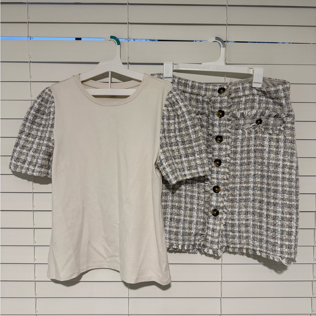 Ann Taylor Plaid Shirt And Skirt Set
